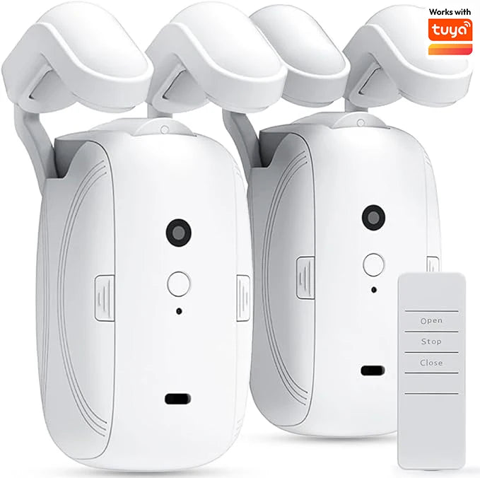 2-Piece Smart Electric Curtain Opener with Remote Control – Quiet Automatic Motorized Curtain System