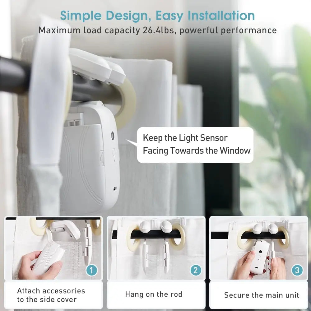 2-Piece Smart Electric Curtain Opener with Remote Control – Quiet Automatic Motorized Curtain System