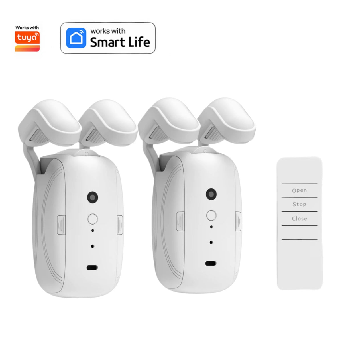 2-Piece Smart Electric Curtain Opener with Remote Control – Quiet Automatic Motorized Curtain System