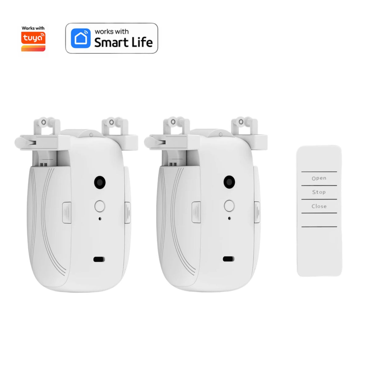 2-Piece Smart Electric Curtain Opener with Remote Control – Quiet Automatic Motorized Curtain System
