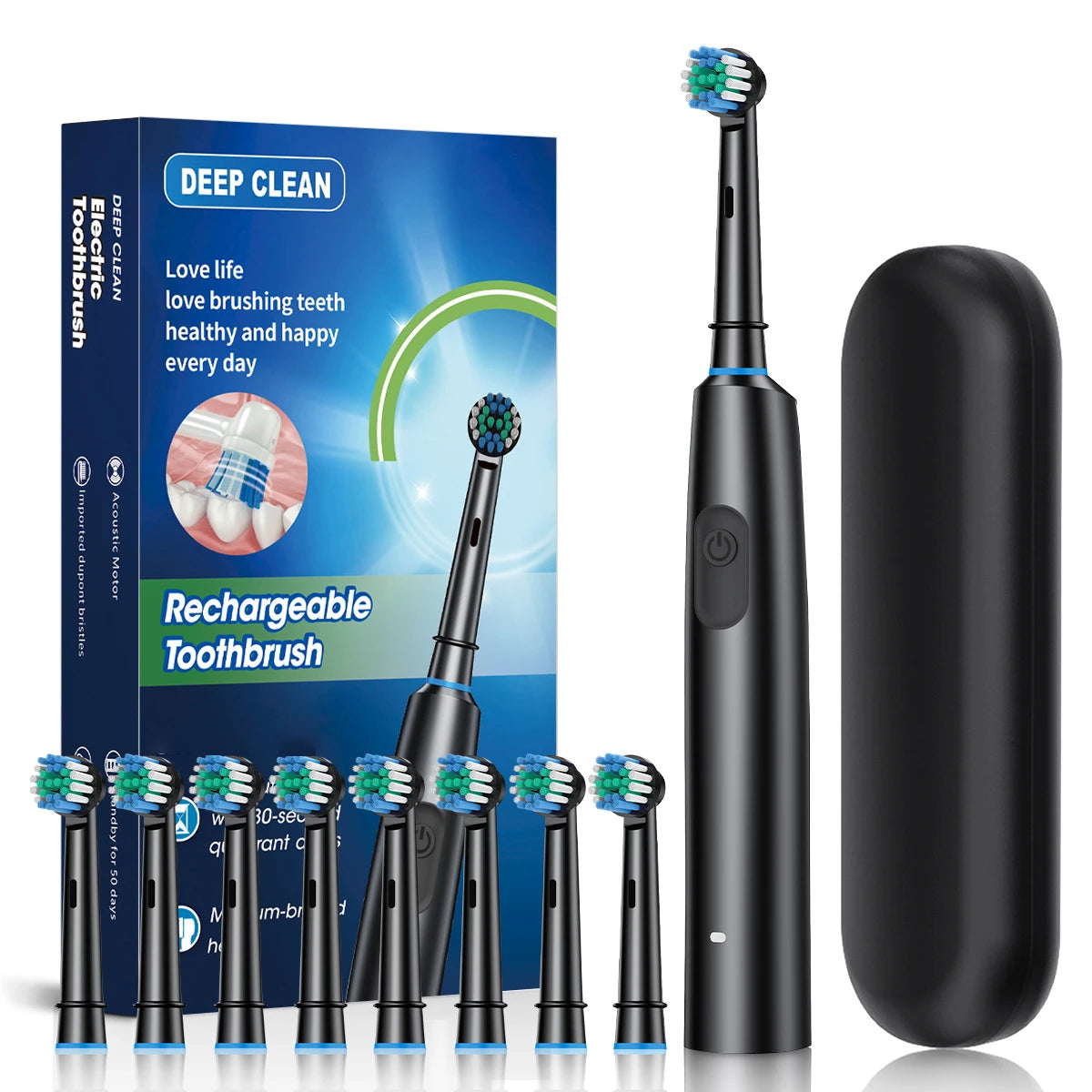 Smart Electric Toothbrush – Rechargeable, 5 Modes, Smart Timer & 8 Brush Heads