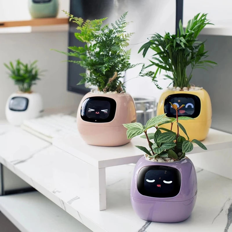 Smart AI Plant Pot with 49 Expressions & 7 Sensors – Interactive Indoor Planter