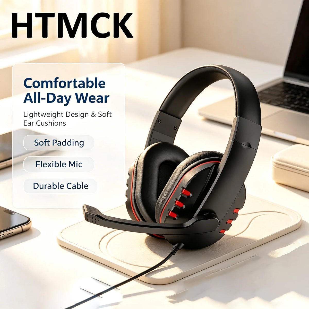 Wired Gaming Headset with Microphone – 3.5mm Stereo Headphones