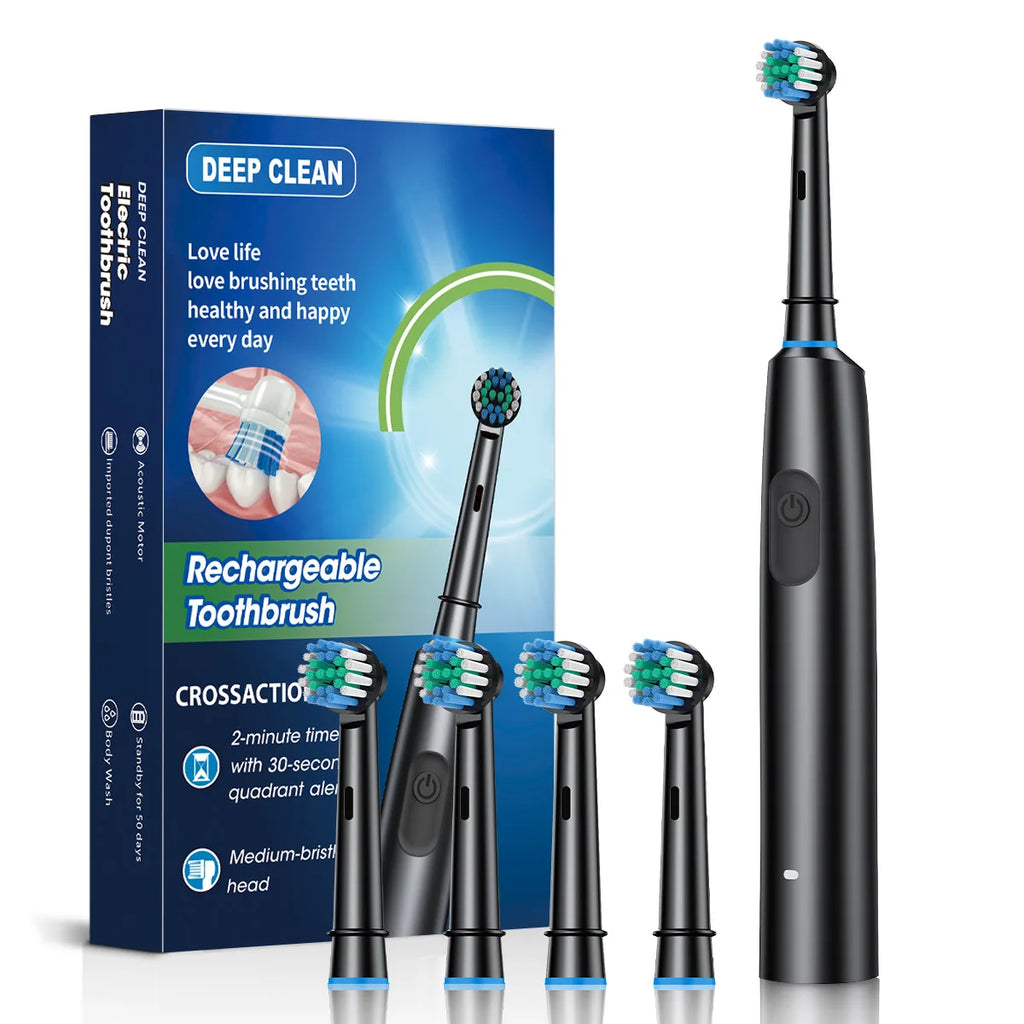Smart Electric Toothbrush – Rechargeable, 5 Modes, Smart Timer & 8 Brush Heads