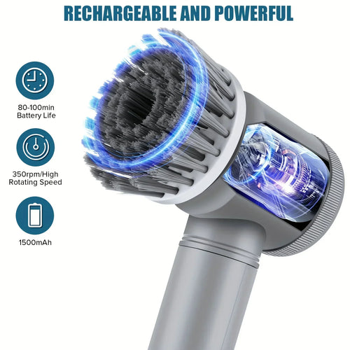 Cordless Electric Spin Scrubber – 5 Brush Heads