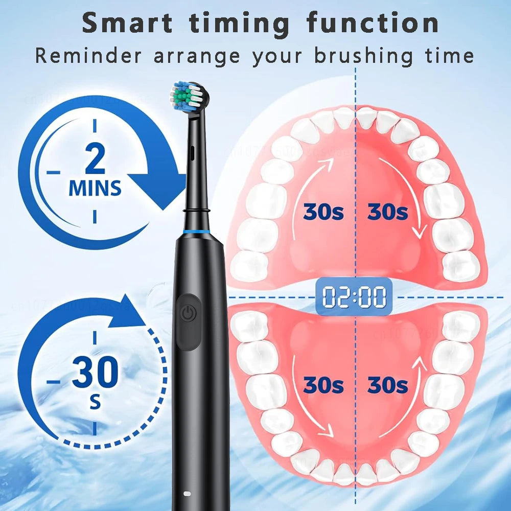 Smart Electric Toothbrush – Rechargeable, 5 Modes, Smart Timer & 8 Brush Heads