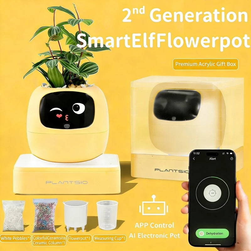 Smart AI Plant Pot with 49 Expressions & 7 Sensors – Interactive Indoor Planter