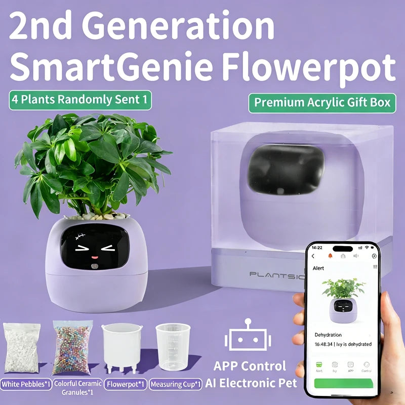 Smart AI Plant Pot with 49 Expressions & 7 Sensors – Interactive Indoor Planter