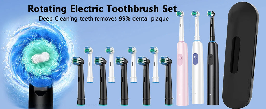 Smart Electric Toothbrush – Rechargeable, 5 Modes, Smart Timer & 8 Brush Heads