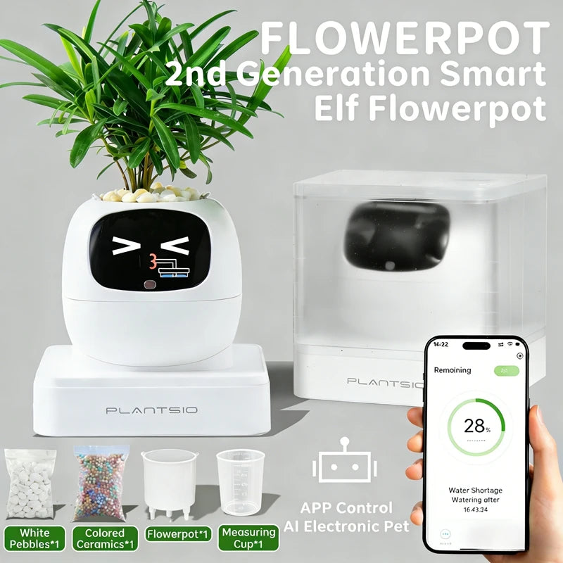 Smart AI Plant Pot with 49 Expressions & 7 Sensors – Interactive Indoor Planter