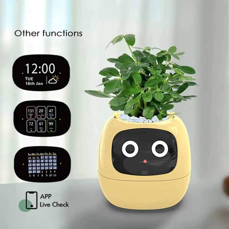 Smart AI Plant Pot with 49 Expressions & 7 Sensors – Interactive Indoor Planter