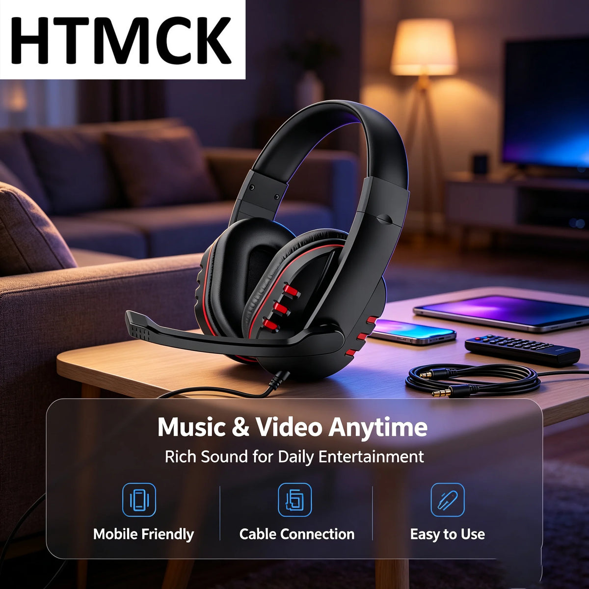 Wired Gaming Headset with Microphone – 3.5mm Stereo Headphones