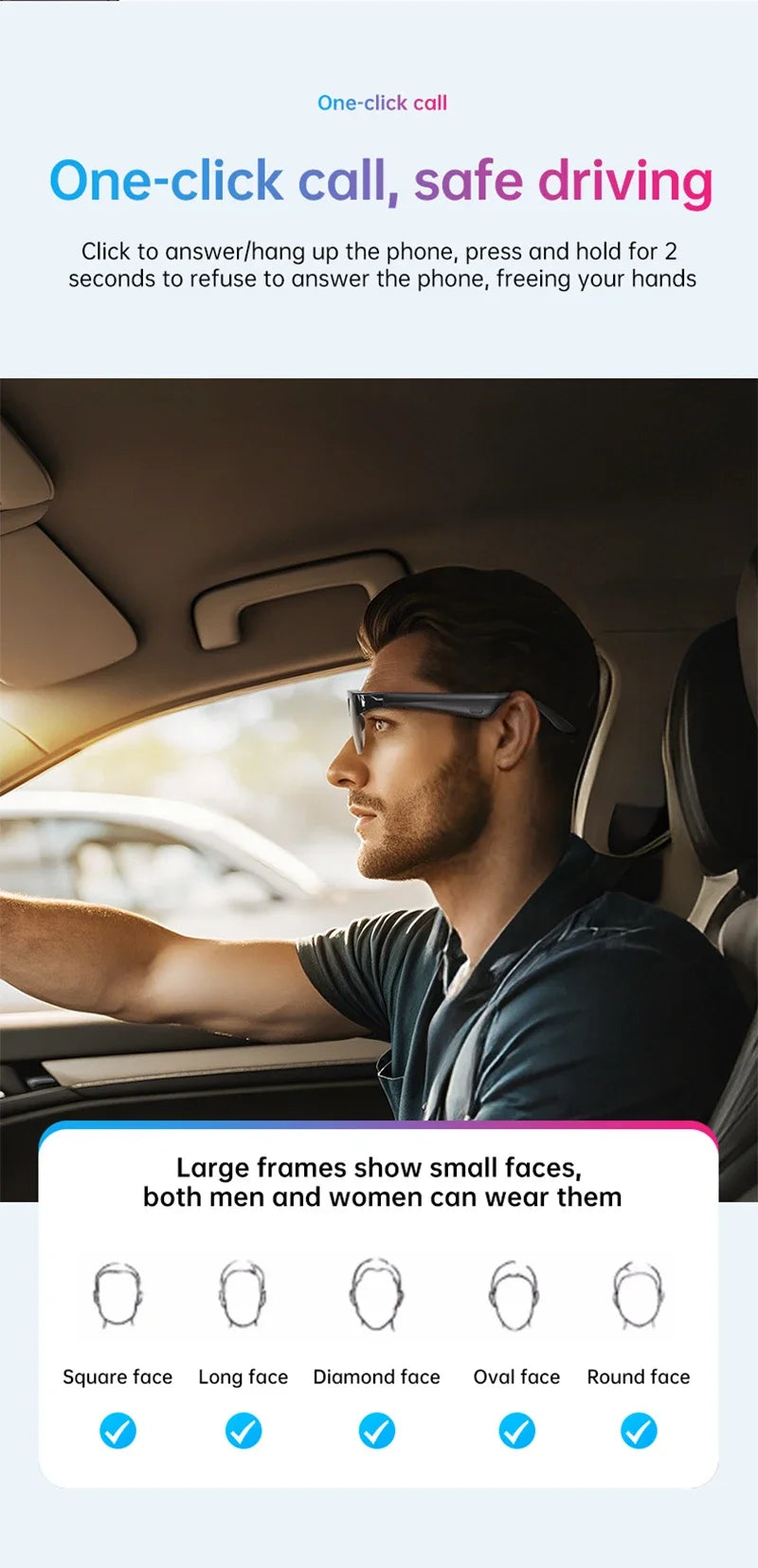 AI Smart Glasses – Bluetooth Audio, Music & Real-Time Translation