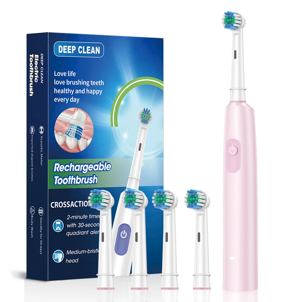 Smart Electric Toothbrush – Rechargeable, 5 Modes, Smart Timer & 8 Brush Heads